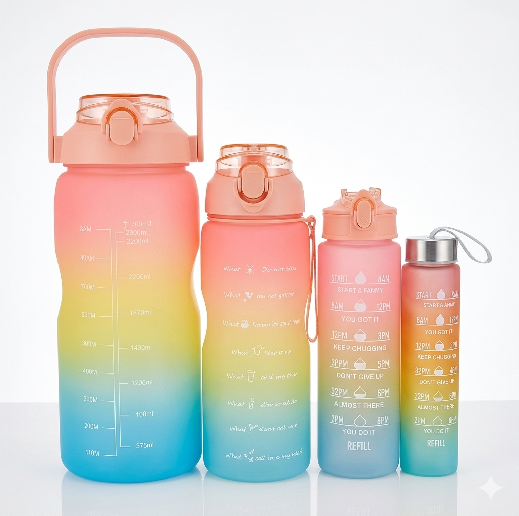 Set de 3 Botellas Plásticas (3L / 1500ml / 700ml / 280ml)