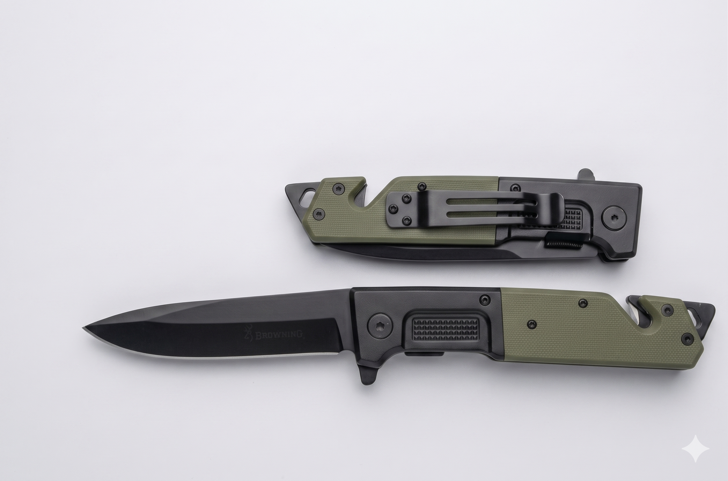 Cuchillo Táctico G10 con Rompecristales y Cortasoga - Hoja de Titanio 3.8mm