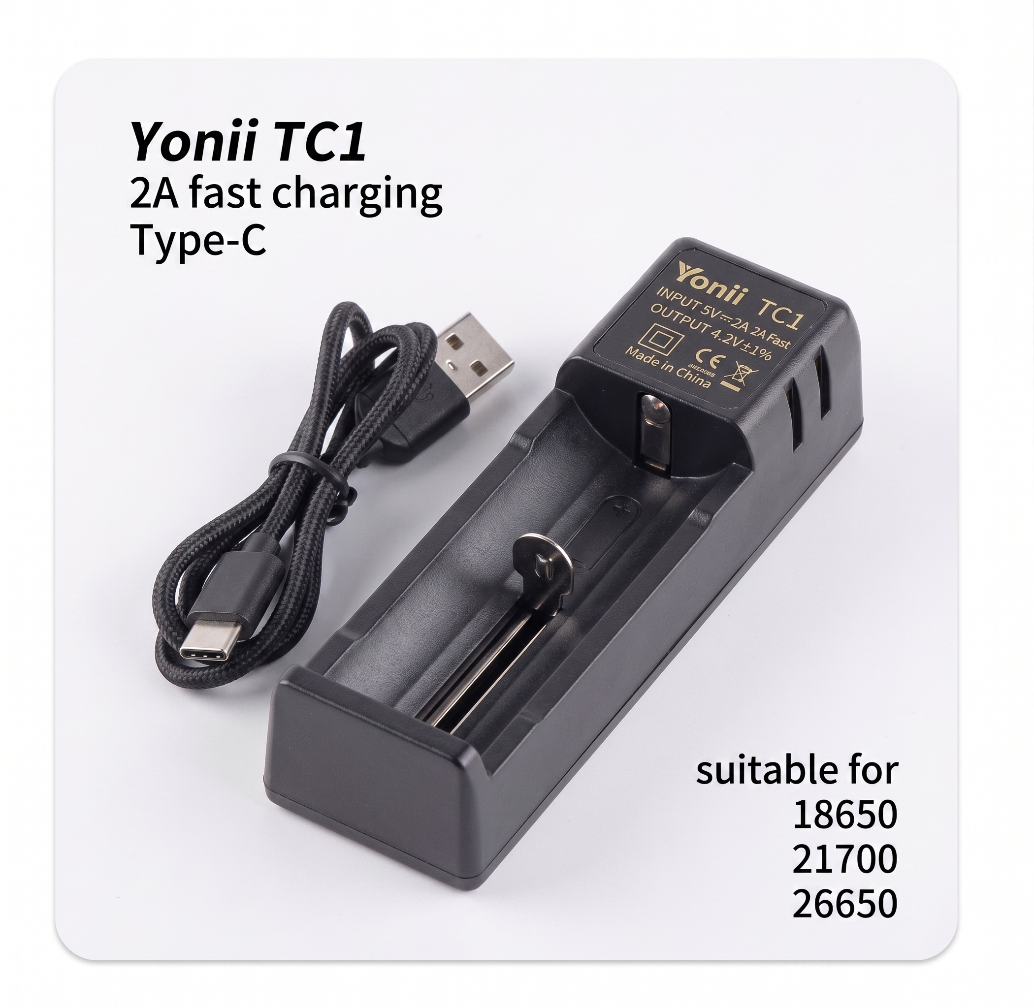 Cargador de Batería Li-ion Inteligente USB - Compatible con 21700 / 18650